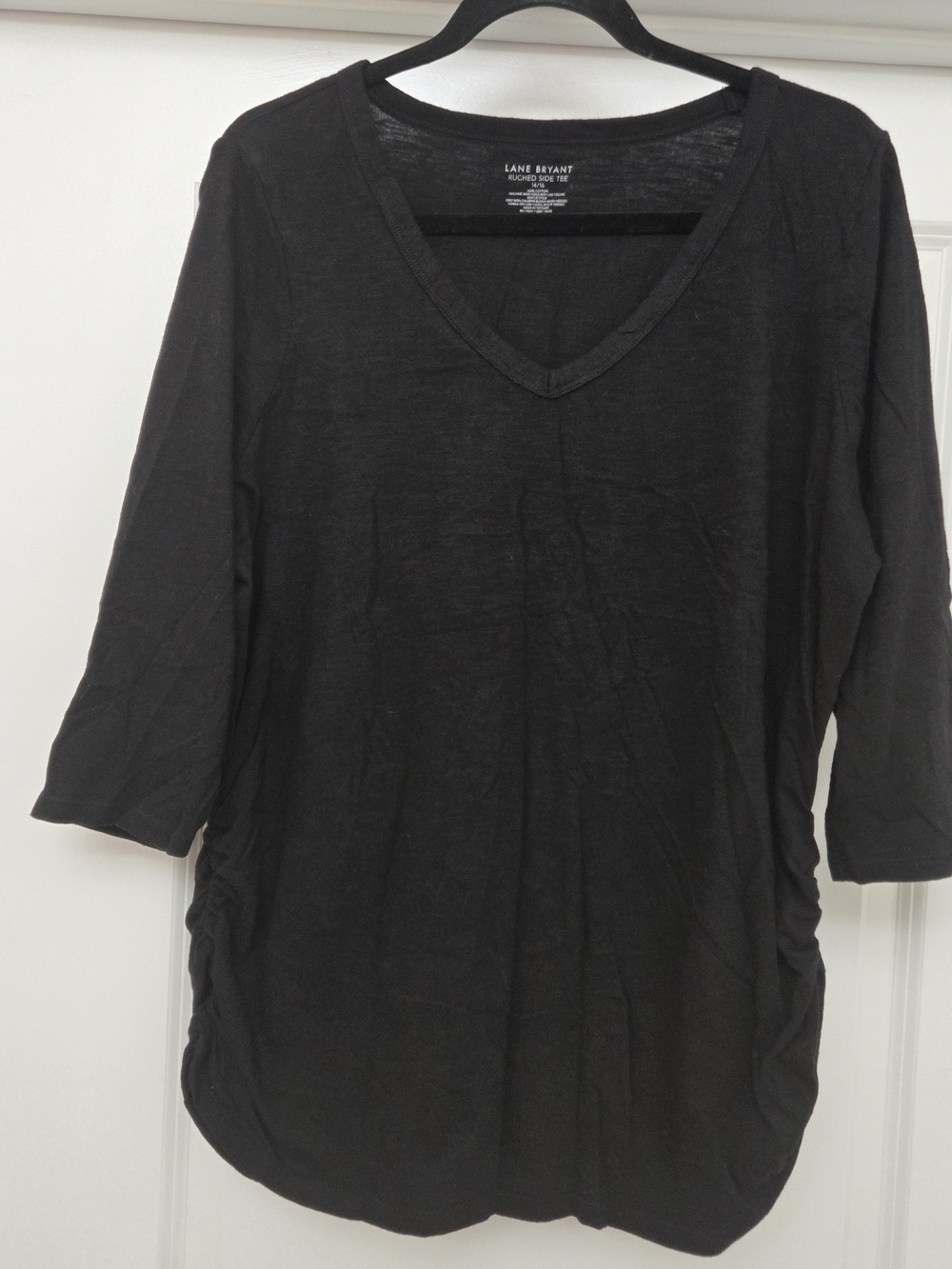 Lane Bryant Black V-Neck 3/4 Sleeve Women's Top